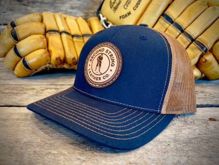 Navy Trucker Hat With Caramel Mesh Back