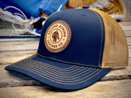 Navy Trucker Hat With Caramel Mesh Back